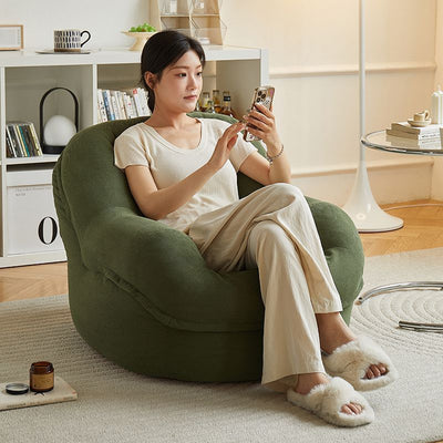 Modern Minimalist U-Shape Corduroy EPS Lazy Accent Chair Backrest Armless For Bedroom