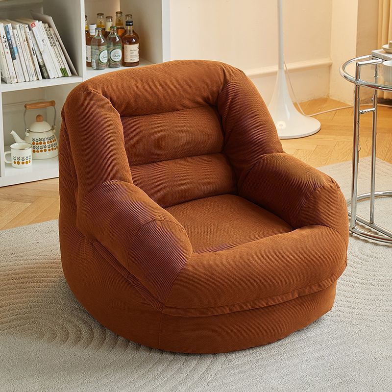 Modern Minimalist U-Shape Corduroy EPS Lazy Accent Chair Backrest Armless For Bedroom