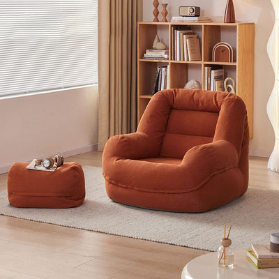 Modern Minimalist U-Shape Corduroy EPS Lazy Accent Chair Backrest Armless For Bedroom