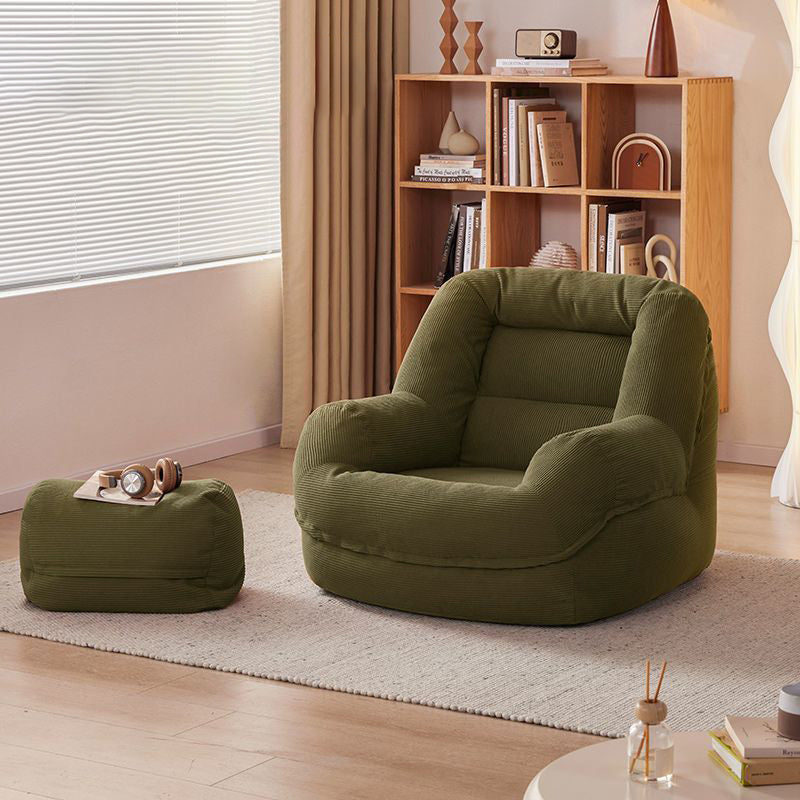 Modern Minimalist U-Shape Corduroy EPS Lazy Accent Chair Backrest Armless For Bedroom