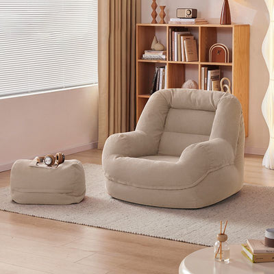 Modern Minimalist U-Shape Corduroy EPS Lazy Accent Chair Backrest Armless For Bedroom