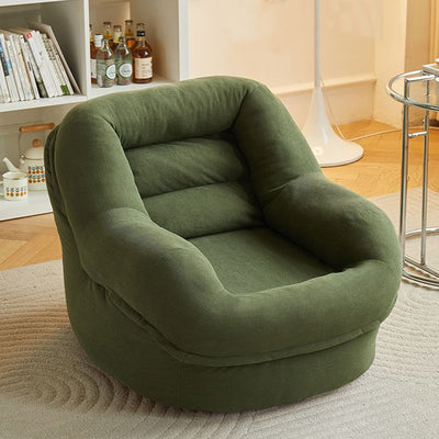 Modern Minimalist U-Shape Corduroy EPS Lazy Accent Chair Backrest Armless For Bedroom