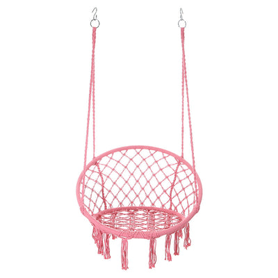 Contemporary Coastal Round Cotton Rope Steel Outdoor Hanging Chair Backrest Armless For Garden