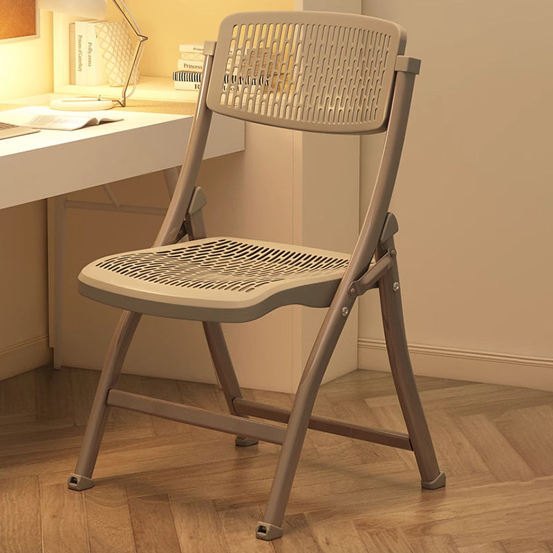 Silla Plegable de Escritorio de Metal de Carbono de Rejilla de Simplicidad Moderna de Acero PP Respaldo Sin Brazos Para Oficina en Casa 