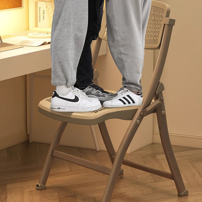 Silla Plegable de Escritorio de Metal de Carbono de Rejilla de Simplicidad Moderna de Acero PP Respaldo Sin Brazos Para Oficina en Casa 