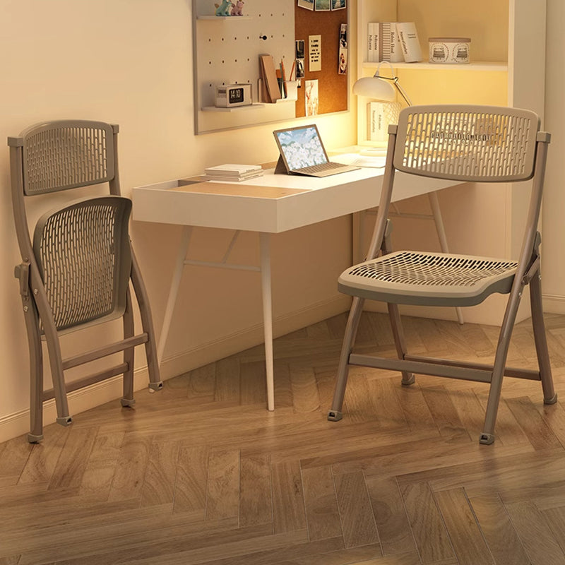 Silla Plegable de Escritorio de Metal de Carbono de Rejilla de Simplicidad Moderna de Acero PP Respaldo Sin Brazos Para Oficina en Casa 