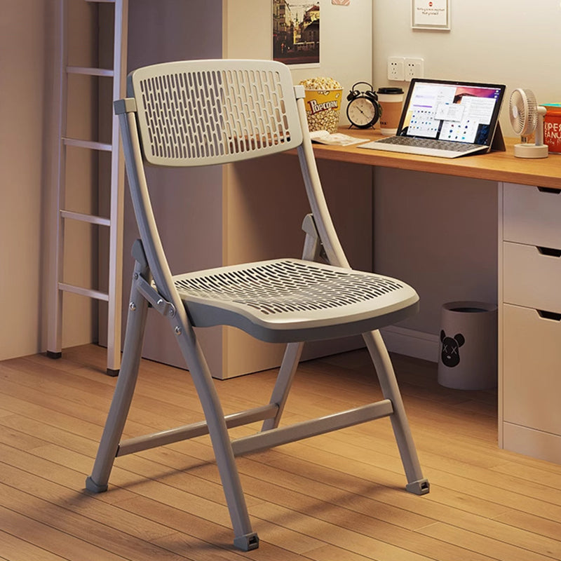 Silla Plegable de Escritorio de Metal de Carbono de Rejilla de Simplicidad Moderna de Acero PP Respaldo Sin Brazos Para Oficina en Casa 