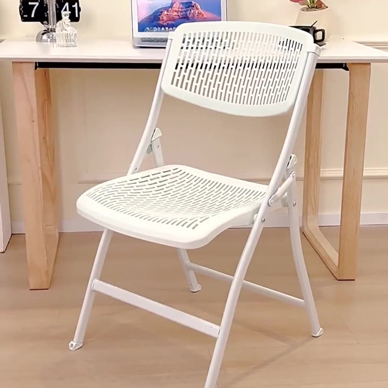 Silla Plegable de Escritorio de Metal de Carbono de Rejilla de Simplicidad Moderna de Acero PP Respaldo Sin Brazos Para Oficina en Casa 