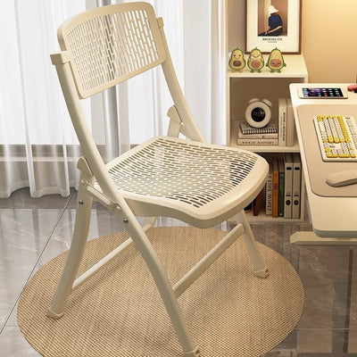 Silla Plegable de Escritorio de Metal de Carbono de Rejilla de Simplicidad Moderna de Acero PP Respaldo Sin Brazos Para Oficina en Casa 