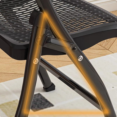 Silla Plegable de Escritorio de Metal de Carbono de Rejilla de Simplicidad Moderna de Acero PP Respaldo Sin Brazos Para Oficina en Casa 