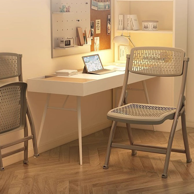 Silla Plegable de Escritorio de Metal de Carbono de Rejilla de Simplicidad Moderna de Acero PP Respaldo Sin Brazos Para Oficina en Casa 