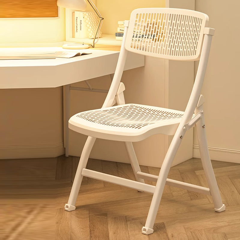 Silla Plegable de Escritorio de Metal de Carbono de Rejilla de Simplicidad Moderna de Acero PP Respaldo Sin Brazos Para Oficina en Casa 