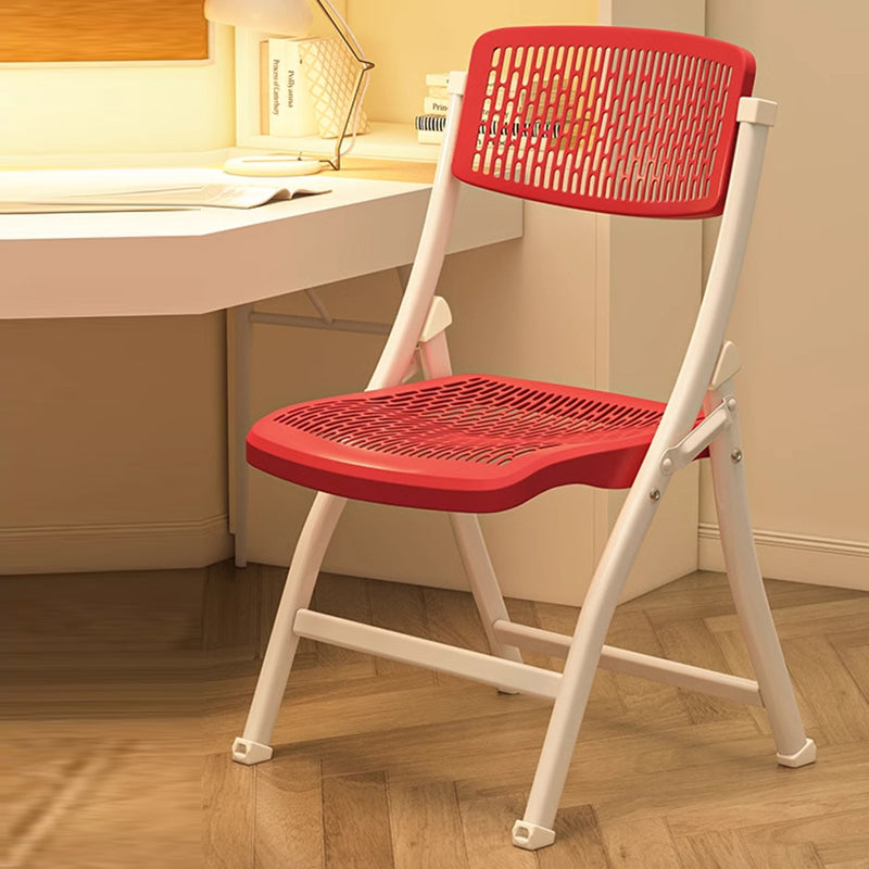 Silla Plegable de Escritorio de Metal de Carbono de Rejilla de Simplicidad Moderna de Acero PP Respaldo Sin Brazos Para Oficina en Casa 