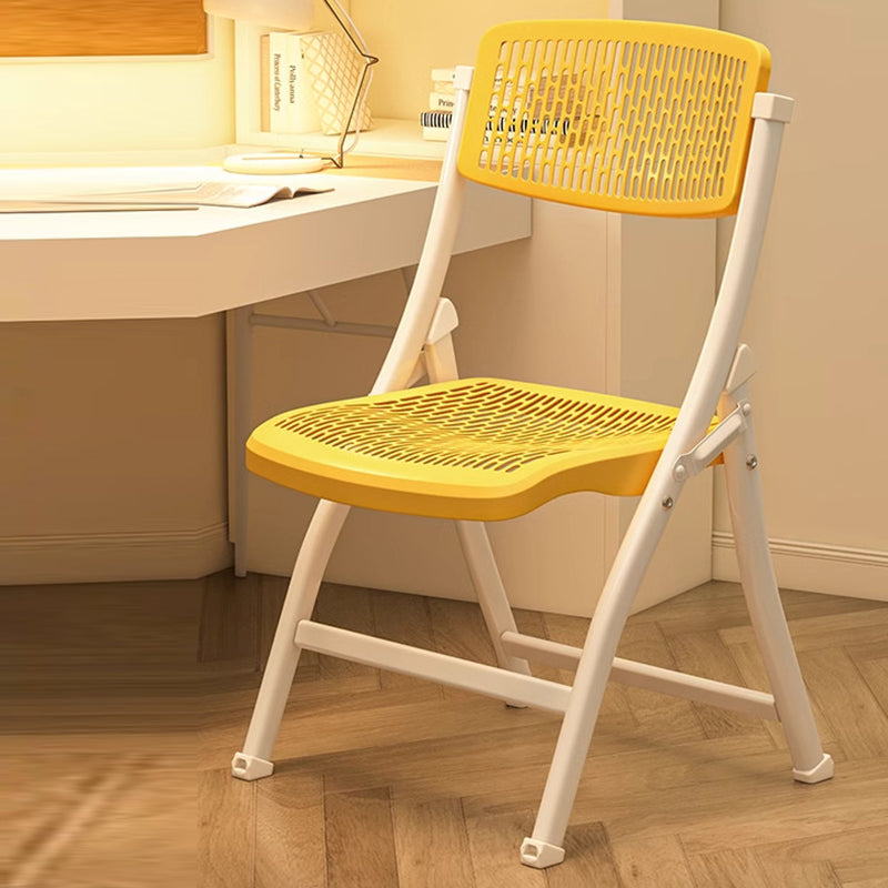 Silla Plegable de Escritorio de Metal de Carbono de Rejilla de Simplicidad Moderna de Acero PP Respaldo Sin Brazos Para Oficina en Casa 