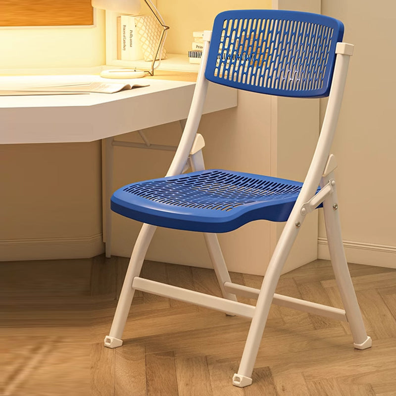 Silla Plegable de Escritorio de Metal de Carbono de Rejilla de Simplicidad Moderna de Acero PP Respaldo Sin Brazos Para Oficina en Casa 