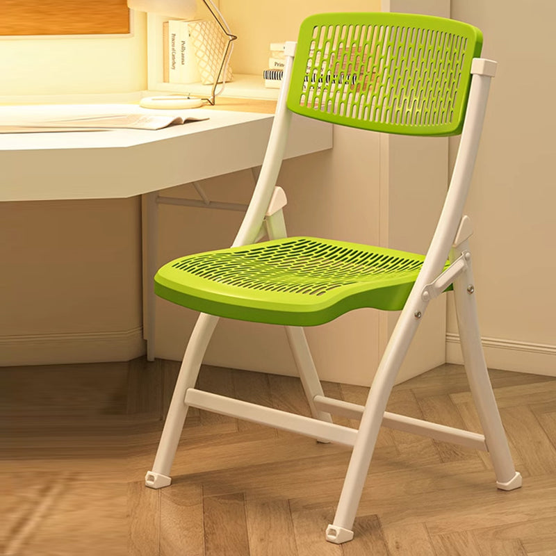 Silla Plegable de Escritorio de Metal de Carbono de Rejilla de Simplicidad Moderna de Acero PP Respaldo Sin Brazos Para Oficina en Casa 