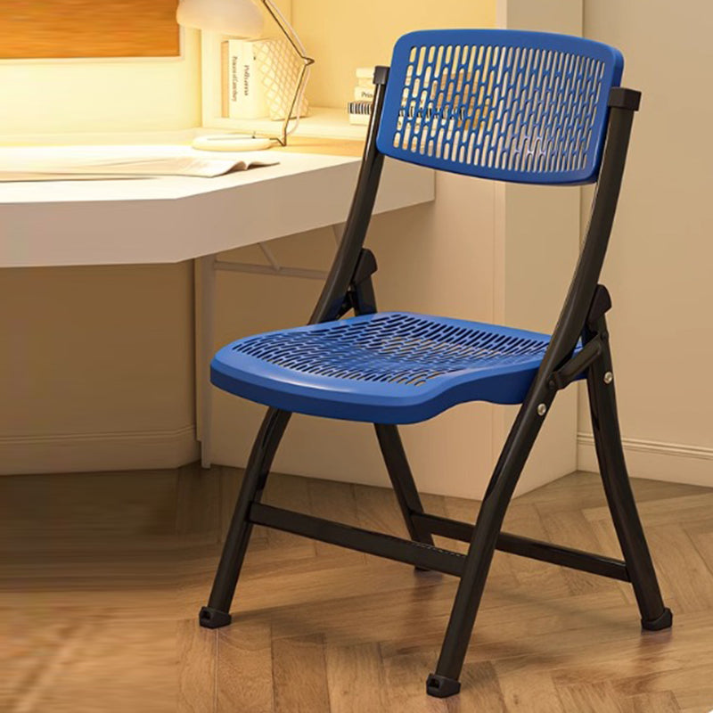 Moderner, schlichter Gitter-Metall-Carbonstahl-Harz-Klapp-Schreibtischstuhl ohne Armlehnen mit Rückenlehne für Zuhause und Büro 