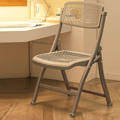 Silla Plegable de Escritorio de Metal de Carbono de Rejilla de Simplicidad Moderna de Acero PP Respaldo Sin Brazos Para Oficina en Casa 