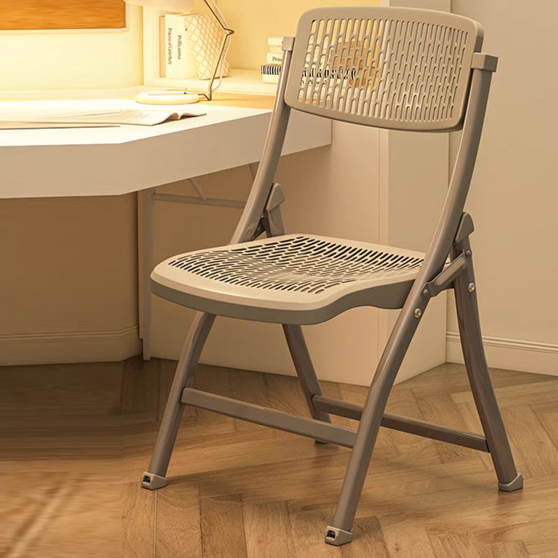 Silla Plegable de Escritorio de Metal de Carbono de Rejilla de Simplicidad Moderna de Acero PP Respaldo Sin Brazos Para Oficina en Casa 