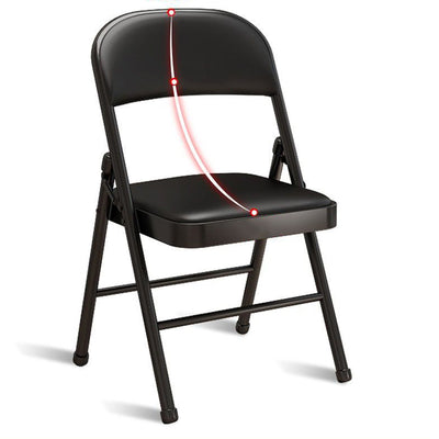 Modern Simplicity Arc Steel Pipe PU Leather Sponge Foldable Desk Chair Backrest Armless For Home Office