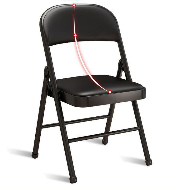 Modern Simplicity Arc Steel Pipe PU Leather Sponge Foldable Desk Chair Backrest Armless For Home Office