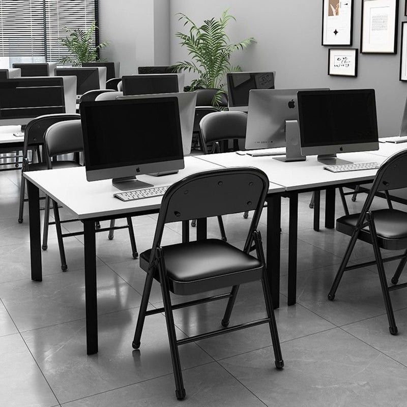 Simplicité Moderne Arc Tuyau en Acier PU Cuir Éponge Chaise de Bureau Pliable Dossier Sans Accoudoirs Pour Maison Bureau 