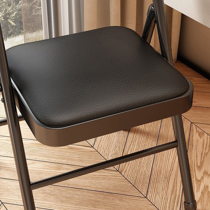 Simplicité Moderne Arc Tuyau en Acier PU Cuir Éponge Chaise de Bureau Pliable Dossier Sans Accoudoirs Pour Maison Bureau 