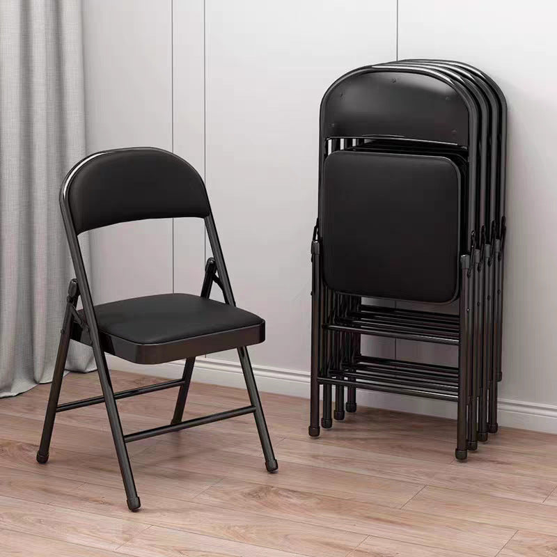 Simplicité Moderne Arc Tuyau en Acier PU Cuir Éponge Chaise de Bureau Pliable Dossier Sans Accoudoirs Pour Maison Bureau 