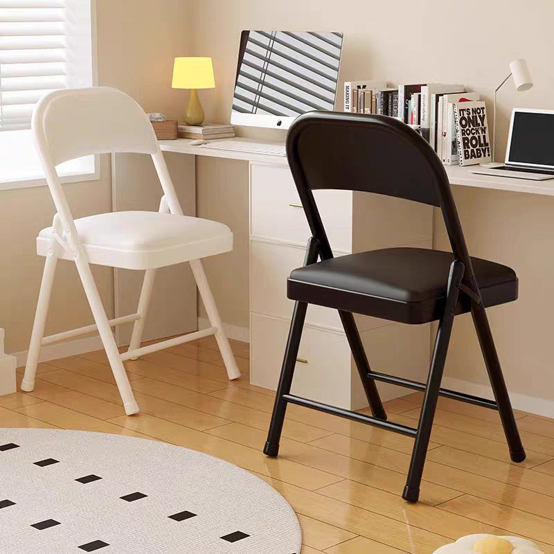 Simplicité Moderne Arc Tuyau en Acier PU Cuir Éponge Chaise de Bureau Pliable Dossier Sans Accoudoirs Pour Maison Bureau 