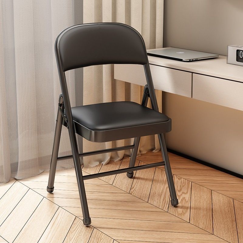 Simplicité Moderne Arc Tuyau en Acier PU Cuir Éponge Chaise de Bureau Pliable Dossier Sans Accoudoirs Pour Maison Bureau 