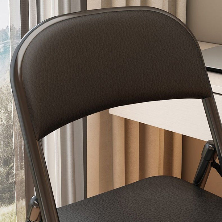 Simplicité Moderne Arc Tuyau en Acier PU Cuir Éponge Chaise de Bureau Pliable Dossier Sans Accoudoirs Pour Maison Bureau 