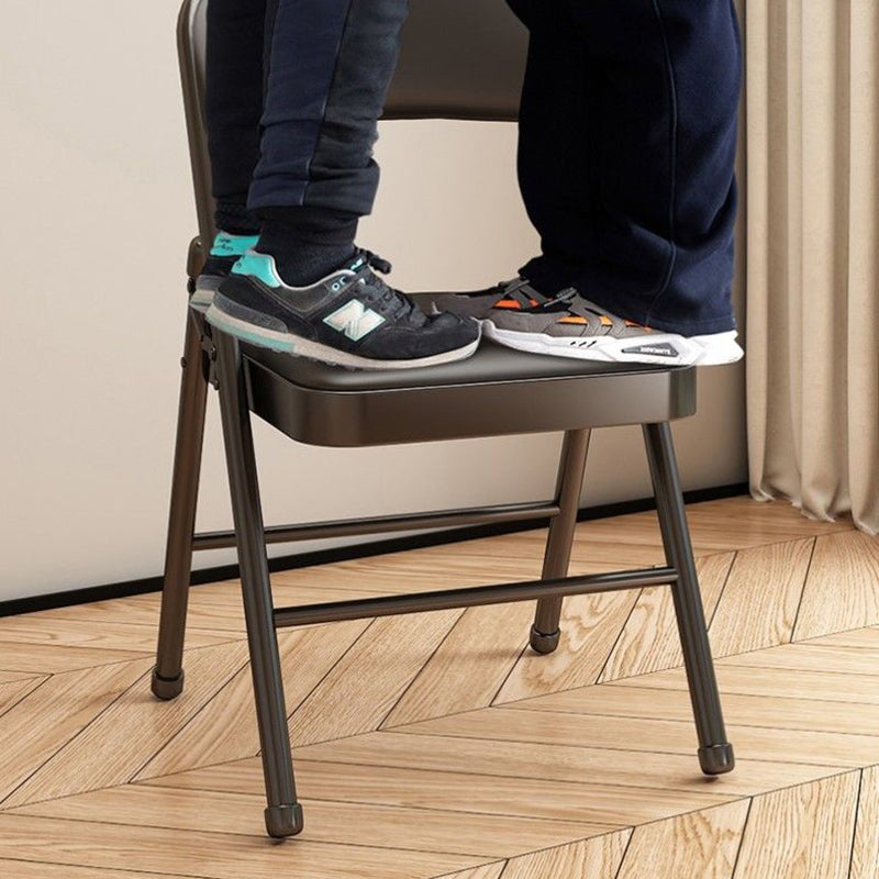 Modern Simplicity Arc Steel Pipe PU Leather Sponge Foldable Desk Chair Backrest Armless For Home Office