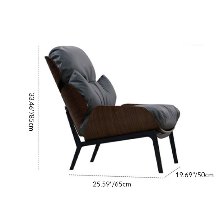 Chaise d'accent contemporaine nordique en forme de L en bois massif en acier au carbone en coton en cuir PU sans accoudoirs pour salon 