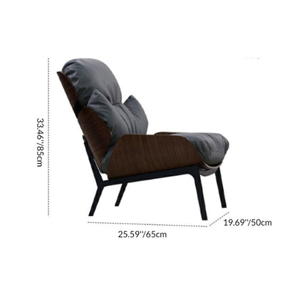 Contemporary Nordic L-Shape Solid Wood Carbon Steel Cotton PU Leather Accent Chair Backrest Armless For Living Room
