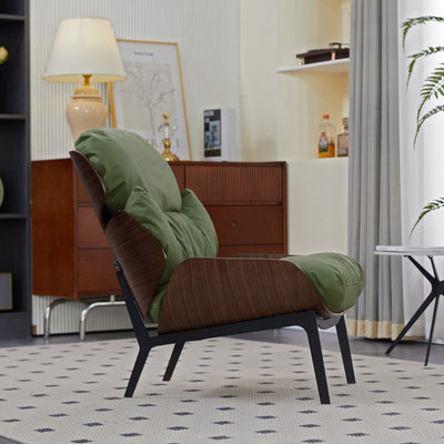 Contemporary Nordic L-Shape Solid Wood Carbon Steel Cotton PU Leather Accent Chair Backrest Armless For Living Room