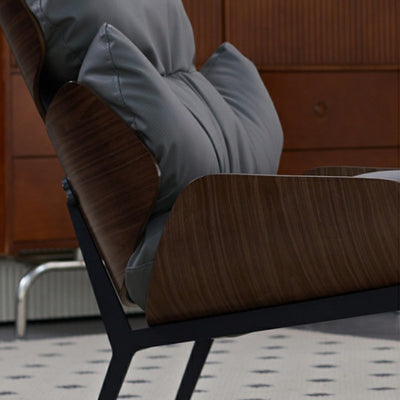 Contemporary Nordic L-Shape Solid Wood Carbon Steel Cotton PU Leather Accent Chair Backrest Armless For Living Room