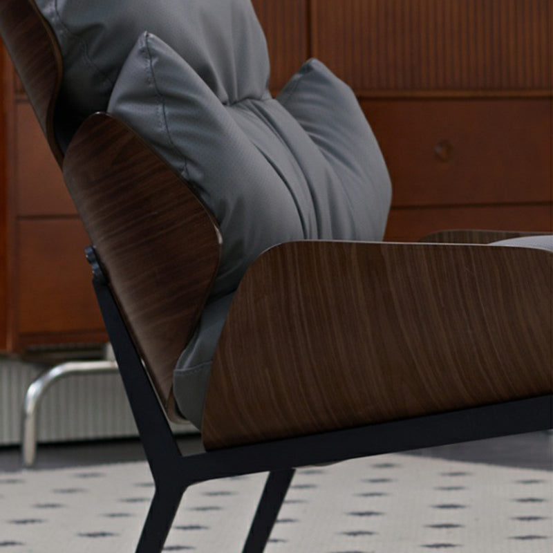 Contemporary Nordic L-Shape Solid Wood Carbon Steel Cotton PU Leather Accent Chair Backrest Armless For Living Room