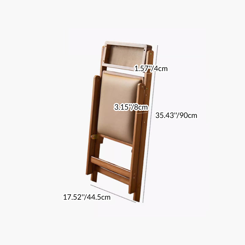 Traditional Japanese Rectangular Foldable Nan Bamboo Faux Leather Sponge Dining Chair Backrest Armless For Dining Room