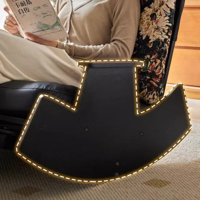 Traditional Vintage Detachable Rectangular Faux Oil-Wax Leather Flannelette Solid Wood Iron Sponge Cotton Rocking Chair Backrest Armrest For Living Room