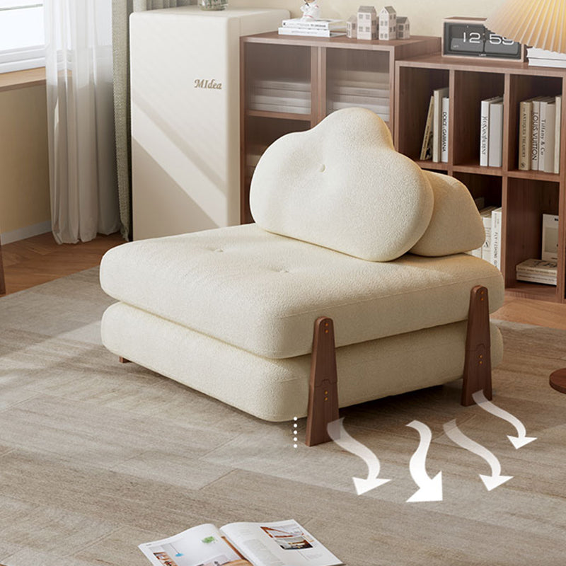 Contemporary Creative Tofu Block Ash Wood Corduroy Polar Fleece Latex Sponge Foldable Accent Chair Backrest Armless For Living Room
