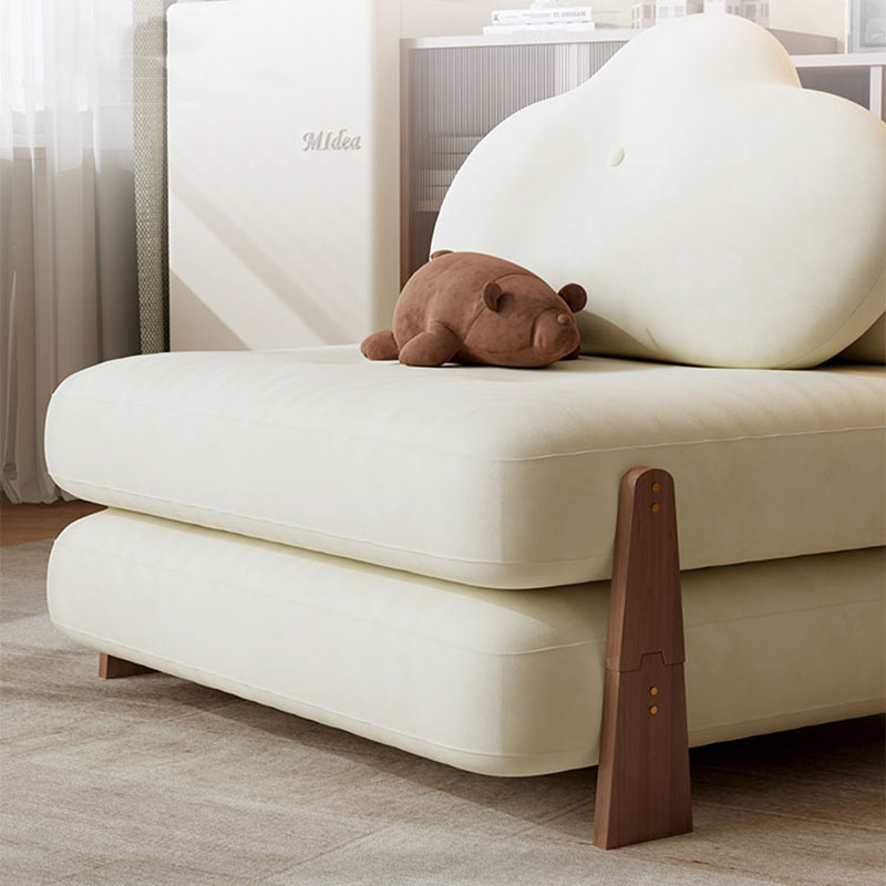 Contemporary Creative Tofu Block Ash Wood Corduroy Polar Fleece Latex Sponge Foldable Accent Chair Backrest Armless For Living Room