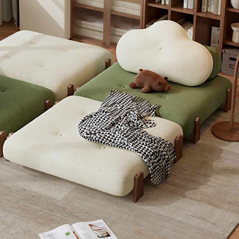 Contemporary Creative Tofu Block Ash Wood Corduroy Polar Fleece Latex Sponge Foldable Accent Chair Backrest Armless For Living Room