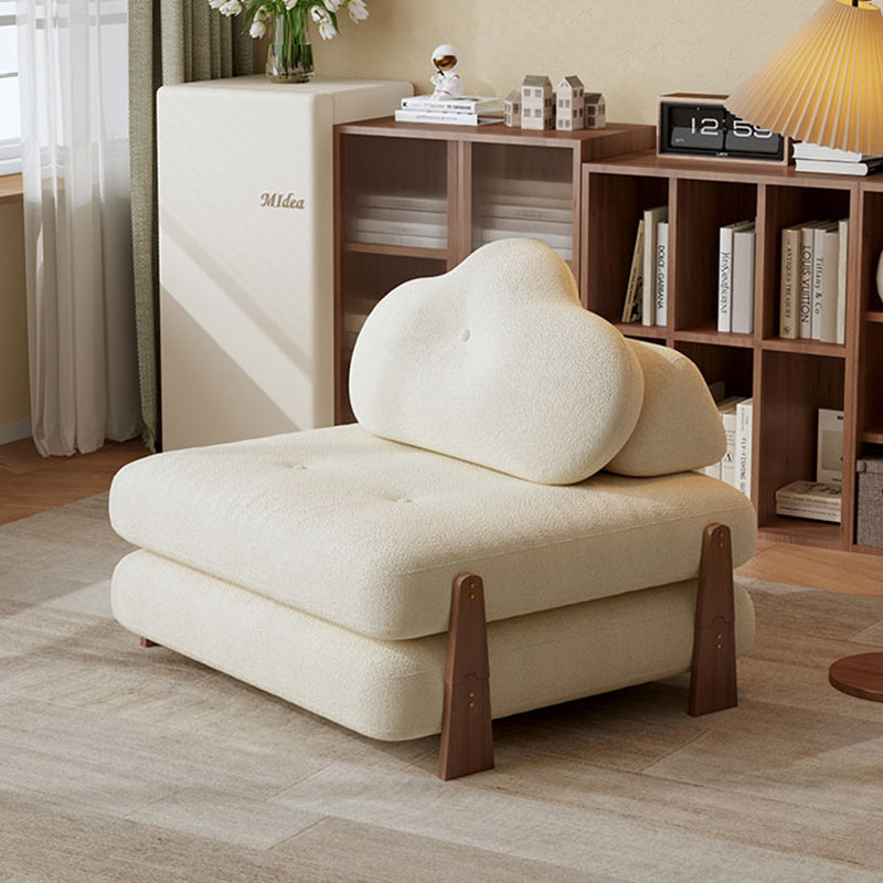 Contemporary Creative Tofu Block Ash Wood Corduroy Polar Fleece Latex Sponge Foldable Accent Chair Backrest Armless For Living Room
