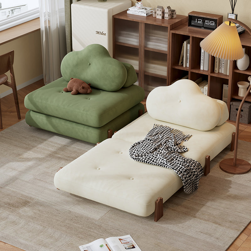 Contemporary Creative Tofu Block Ash Wood Corduroy Polar Fleece Latex Sponge Foldable Accent Chair Backrest Armless For Living Room