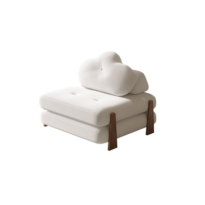 Contemporary Creative Tofu Block Ash Wood Corduroy Polar Fleece Latex Sponge Foldable Accent Chair Backrest Armless For Living Room