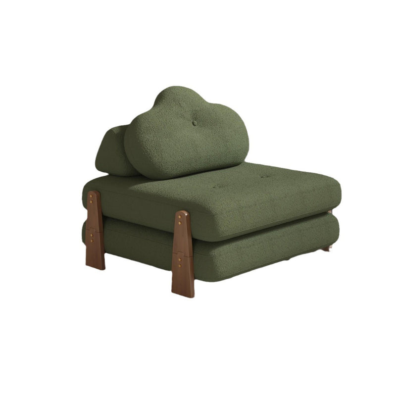 Contemporary Creative Tofu Block Ash Wood Corduroy Polar Fleece Latex Sponge Foldable Accent Chair Backrest Armless For Living Room