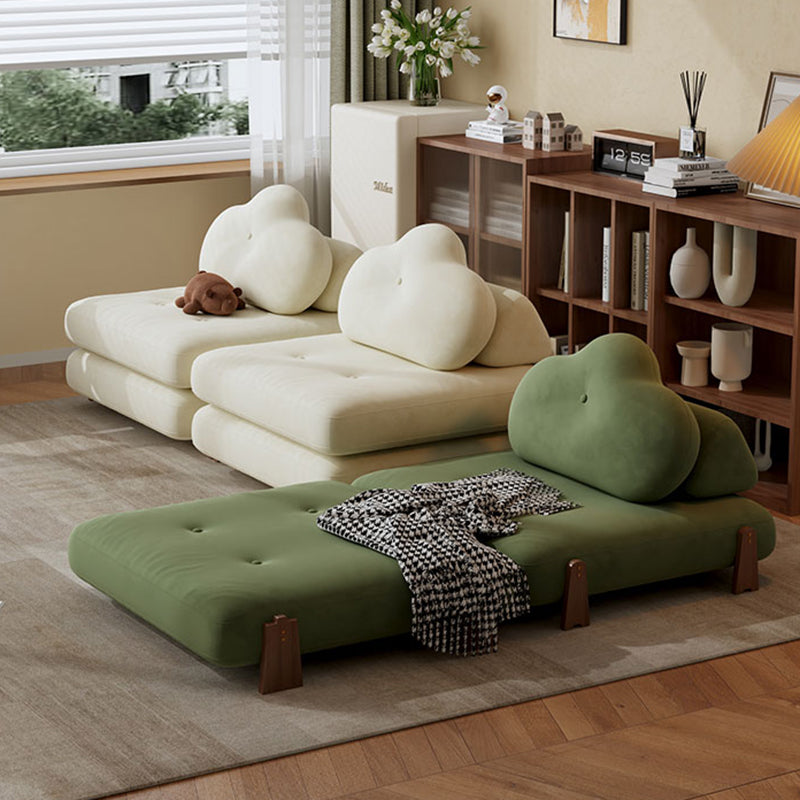 Contemporary Creative Tofu Block Ash Wood Corduroy Polar Fleece Latex Sponge Foldable Accent Chair Backrest Armless For Living Room