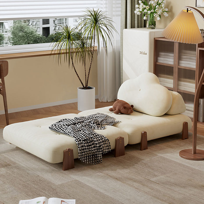Contemporary Creative Tofu Block Ash Wood Corduroy Polar Fleece Latex Sponge Foldable Accent Chair Backrest Armless For Living Room