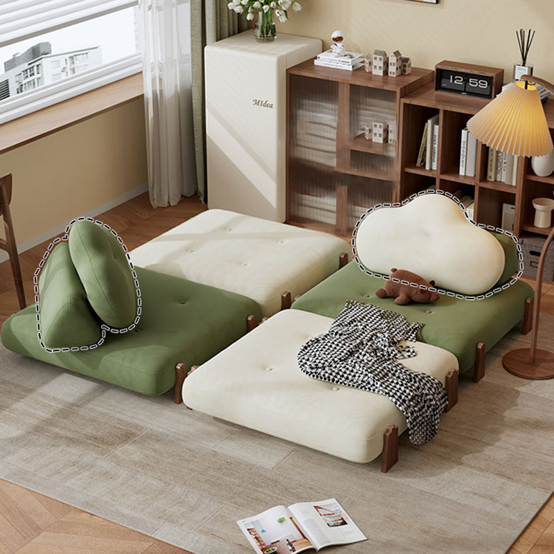 Contemporary Creative Tofu Block Ash Wood Corduroy Polar Fleece Latex Sponge Foldable Accent Chair Backrest Armless For Living Room