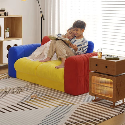 Modern Minimalist Dopamine Rectangular Flannelette Solid Wood Sponge Sofa Backrest Armrest For Living Room